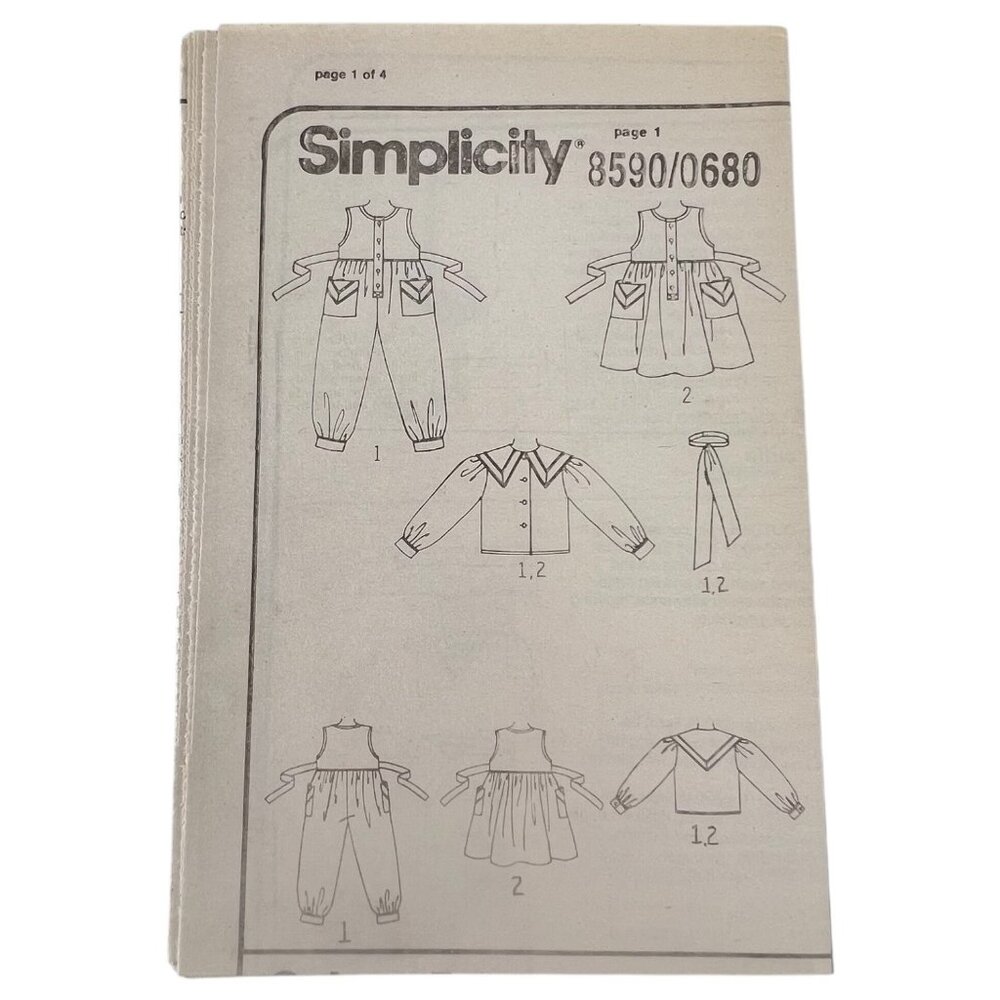 Simplicity 8590 Daisy Kingdom Sewing Pattern Girl Dress Jumpsuit Size AA 2 3 4 - Picture 7 of 7